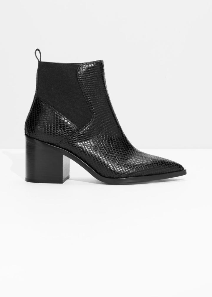 Other Stories Chunky Chelsea Leather Boots - Black