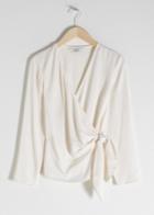 Other Stories Side Tie Satin Blouse - White