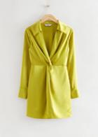 Other Stories Twisted Front Satin Shirt Dress - Yellow