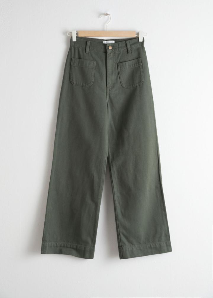 Other Stories High Waisted Twill Trousers - Green