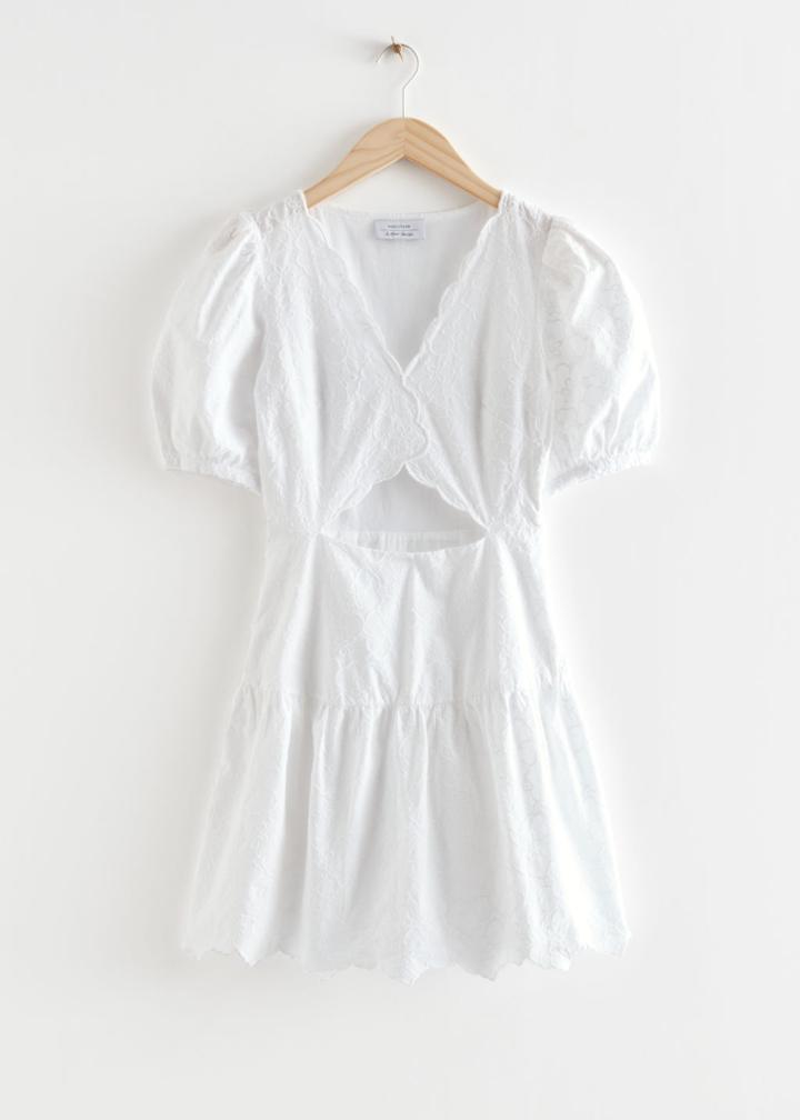 Other Stories Scalloped Cut-out Mini Dress - White