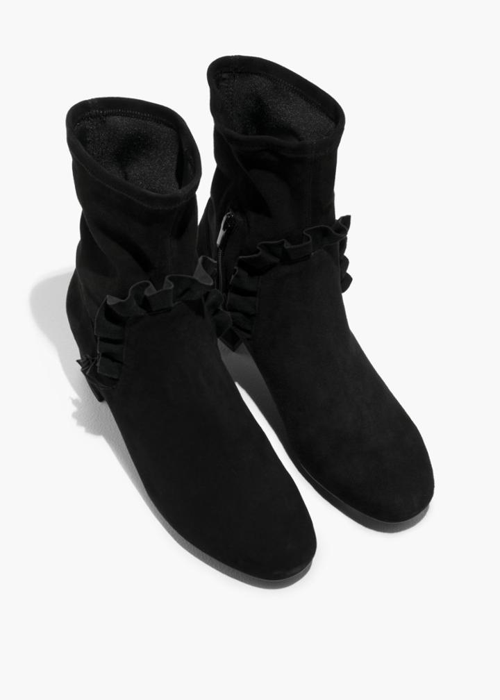 Other Stories Pull On Suede Boots - Black