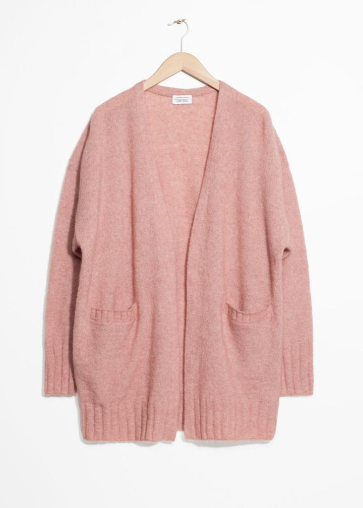 Other Stories Wool Blend Oversized Cardigan - Orange