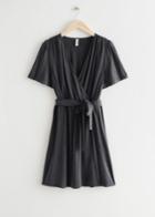 Other Stories Belted Wrap Dress - Black