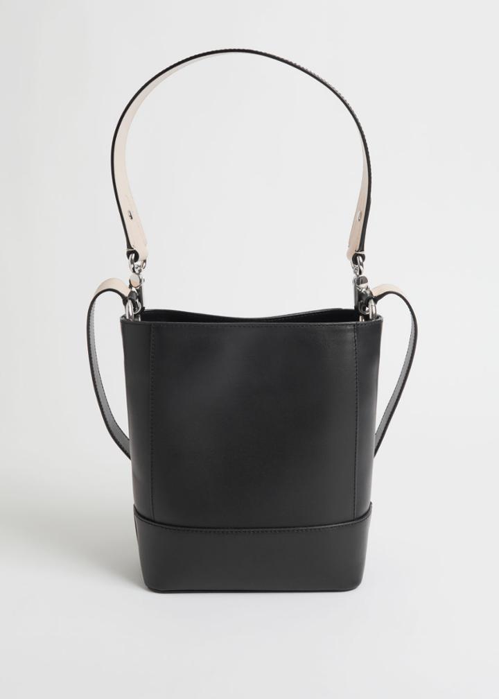 Other Stories Detailed Leather Bucket Bag - Black