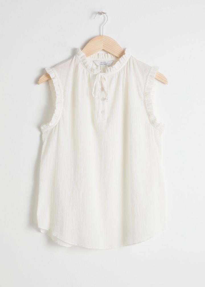 Other Stories Frill Sleeveles Blouse - White