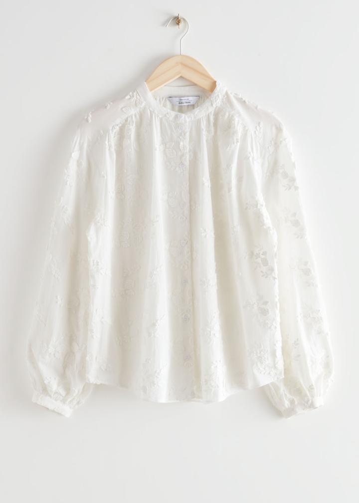 Other Stories Band Collar Blouse - White