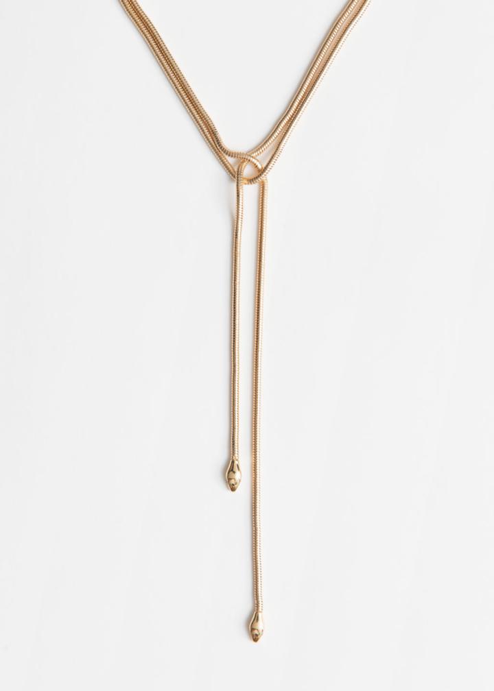 Other Stories Duo Snake Head Chain Necklace - Gold