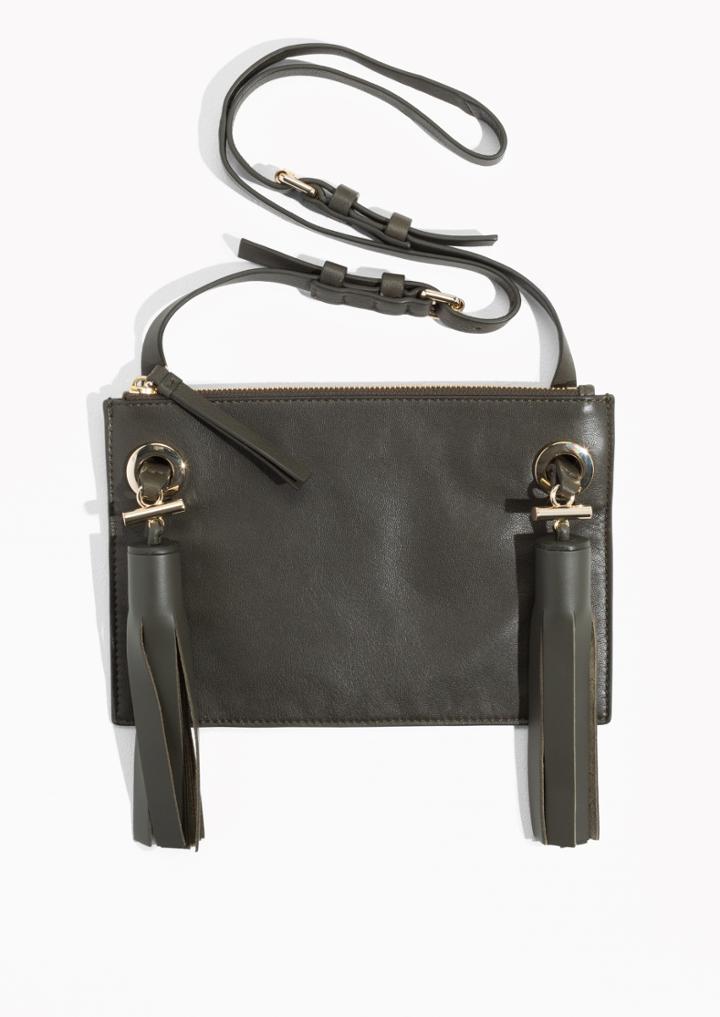 Other Stories Leather Tassel Crossover Bag