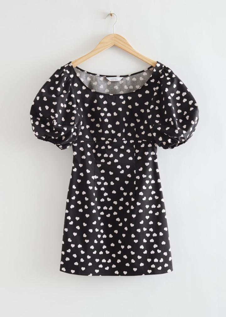Other Stories Fitted Puff Sleeve Mini Dress - Black