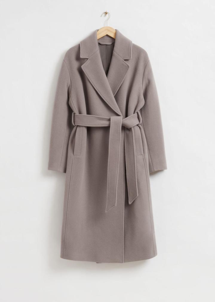 Other Stories Voluminous Belted Wool Coat - Beige