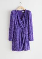 Other Stories Sequin Wrap Mini Dress - Purple