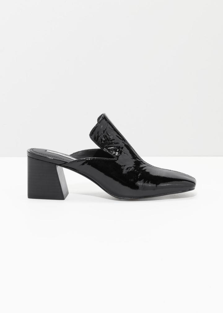 Other Stories Patent Leather Loafer Mules - Black