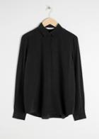 Other Stories Straight Fit Silk Shirt - Black
