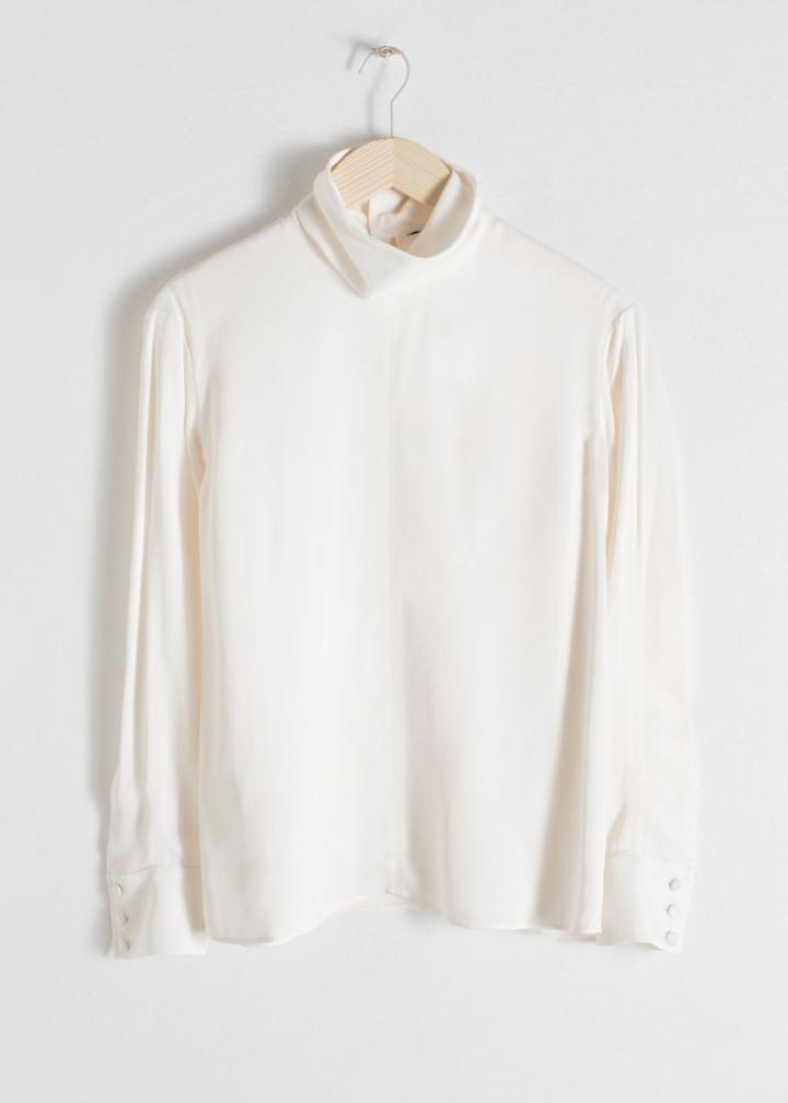 Other Stories Satin Turtleneck Blouse - White
