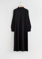 Other Stories Open Back Midi Knit Dress - Black