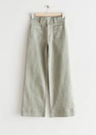 Other Stories Wide Leg Cropped Patch Pocket Jeans - Green