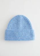 Other Stories Ribbed Mohair Blend Beanie - Blue
