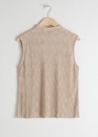 Other Stories Pliss Pleated Mock Neck Tank - Beige