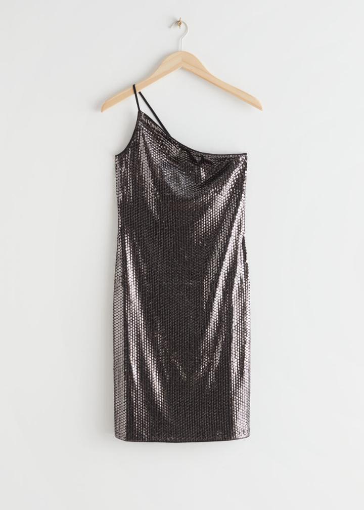 Other Stories One-shoulder Sequin Mini Dress - Black