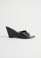Other Stories Leather Wedge Sandals - Black