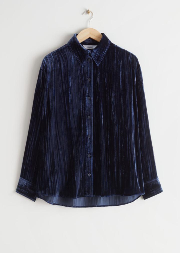 Other Stories Oversized Velvet Shirt - Blue