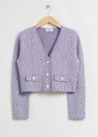 Other Stories Metallic Knitted Tweed Cardigan - Purple