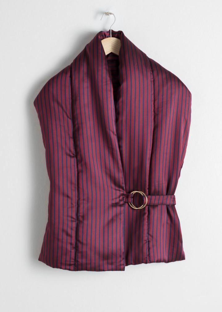 Other Stories Quilted Striped Scarf - Red