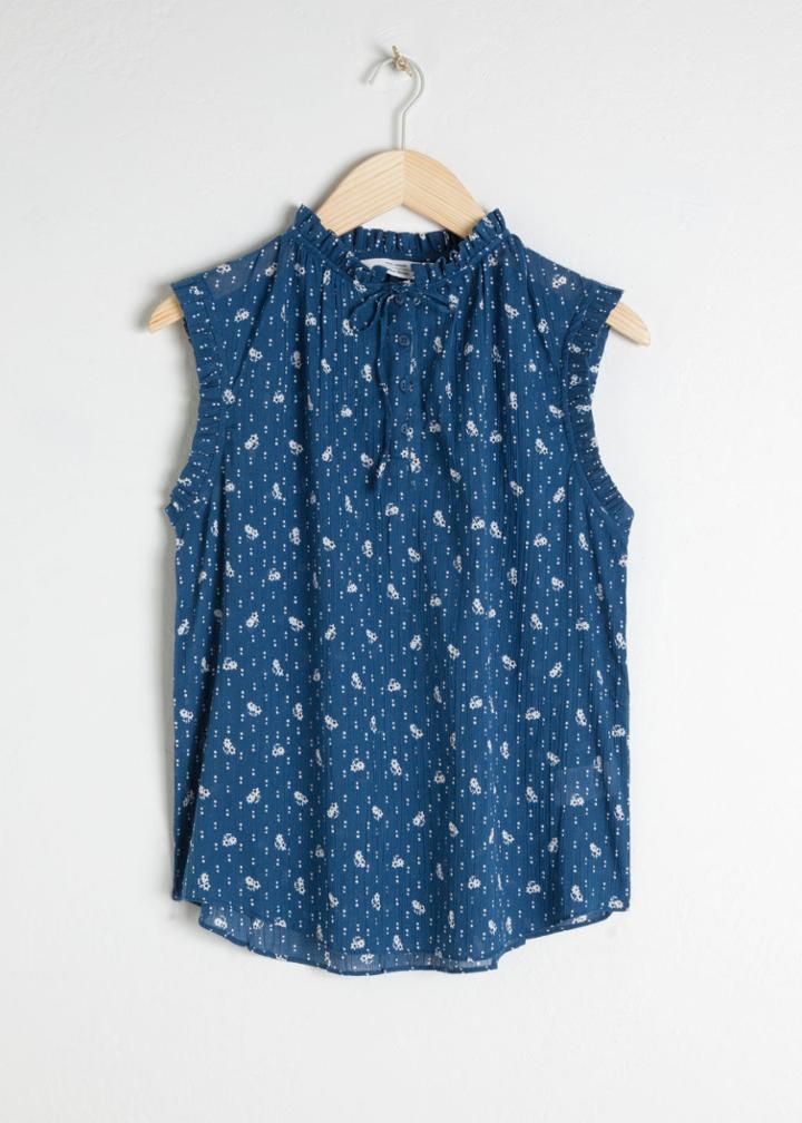Other Stories Frill Sleeveles Blouse - Blue