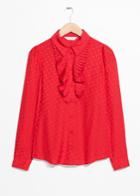 Other Stories Ascot Ruffle Blouse - Red