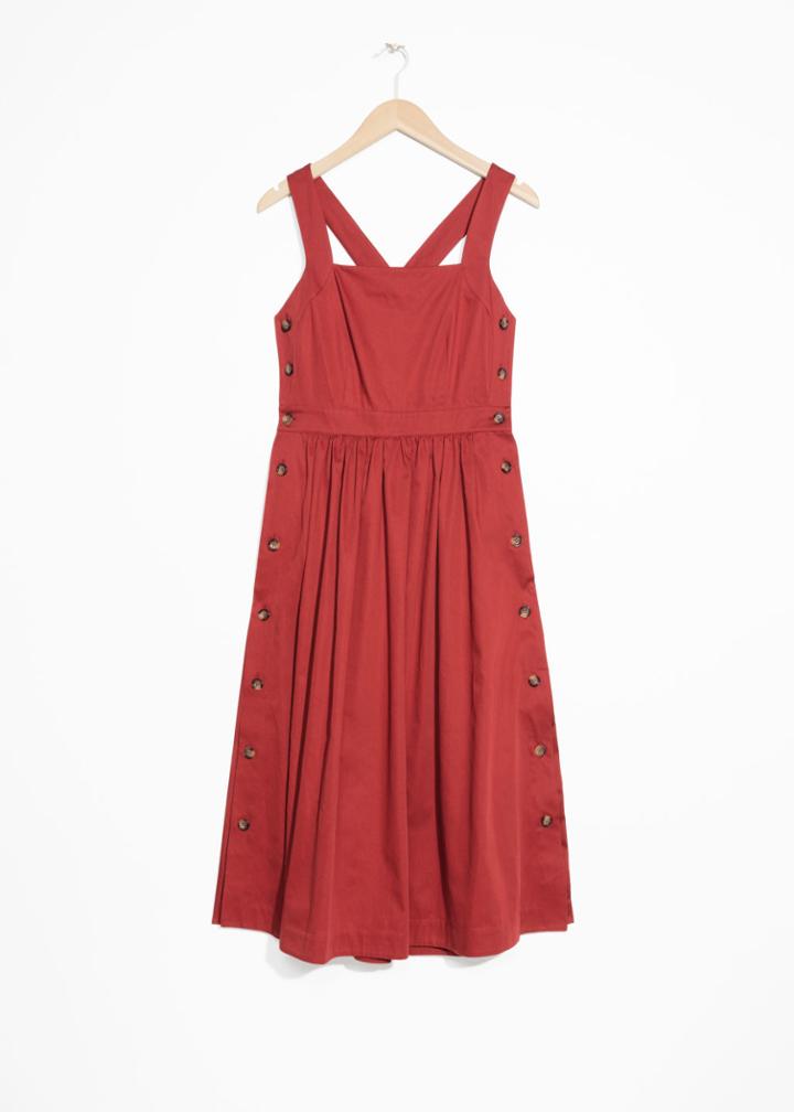 Other Stories Side Button Pinafore Dress - Red