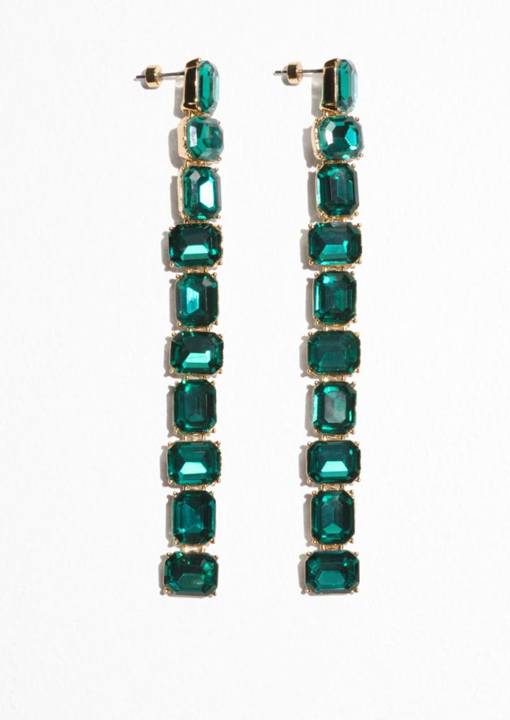 Other Stories Crystal Drop Earrings - Green