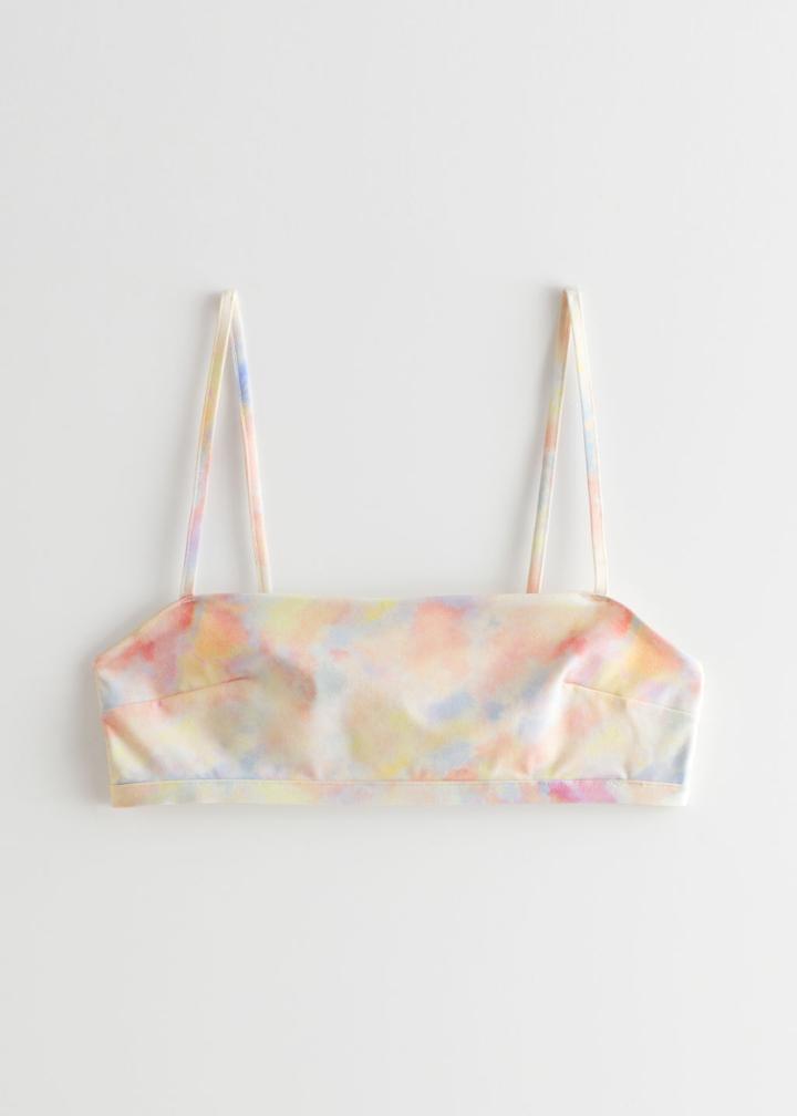 Other Stories Printed Bandeau Bikini Top - Pink