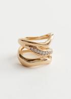 Other Stories Triple Band Rhinestone Encrusted Ring - White