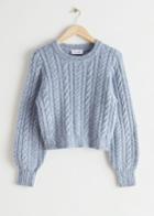 Other Stories Boxy Cable Knit Sweater - Blue