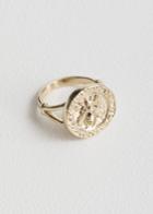 Other Stories Bee Embossed Pendant Ring - Gold