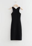 Other Stories Fitted Open Back Midi Dress - Black