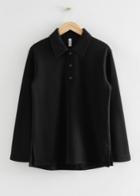 Other Stories Oversized Polo Shirt Sweater - Black