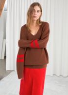 Other Stories Stripe Sleeve Sweater - Beige