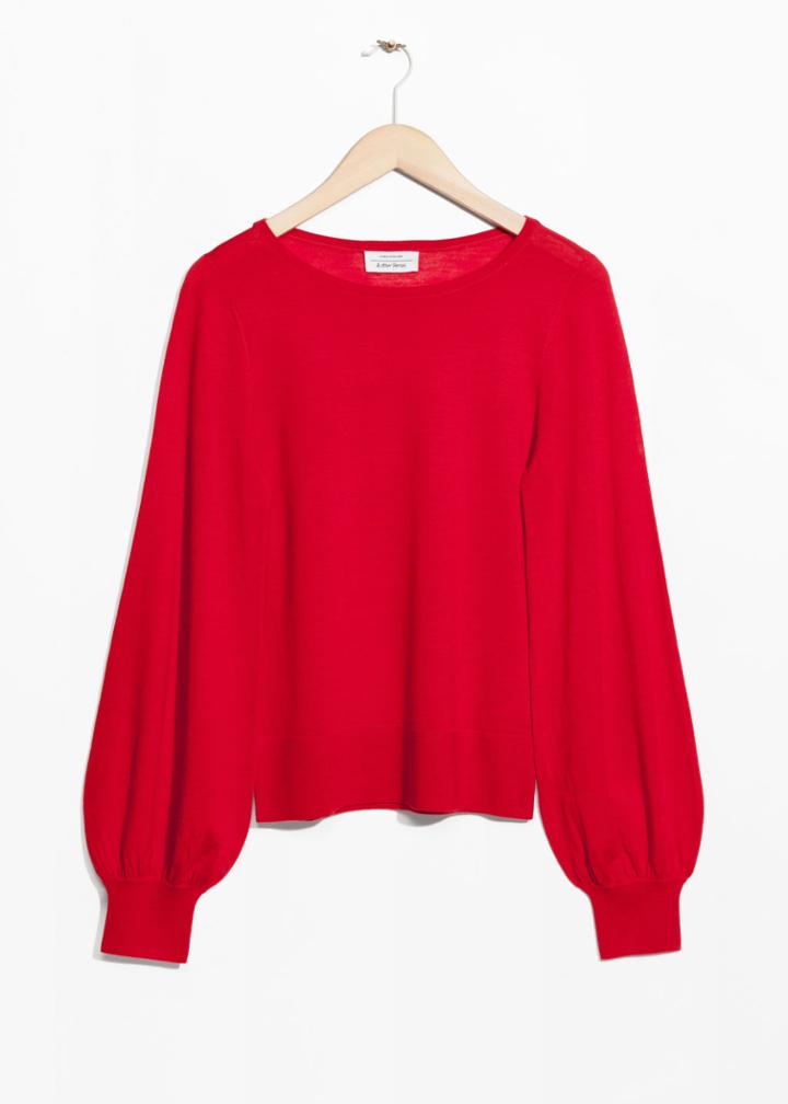 Other Stories Billow Sleeve Sweater - Red