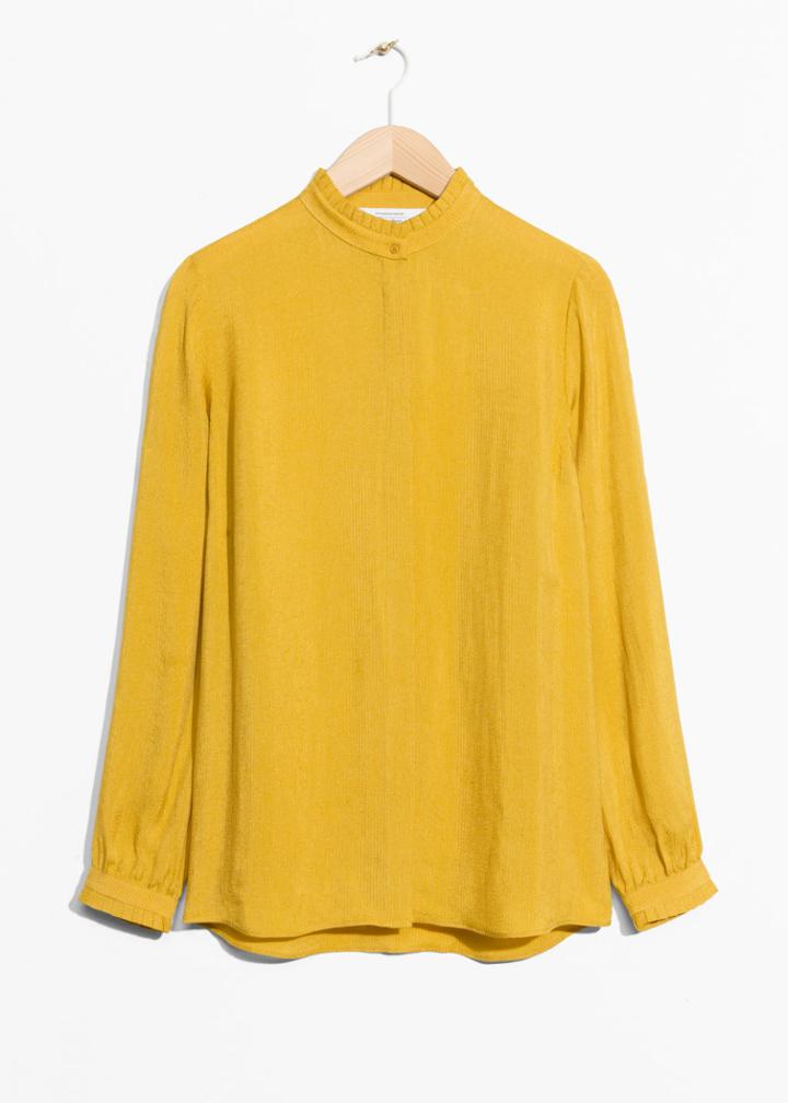 Other Stories Pleat Frill Neck Blouse - Yellow
