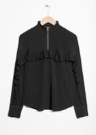 Other Stories Frill Zip Blouse - Black