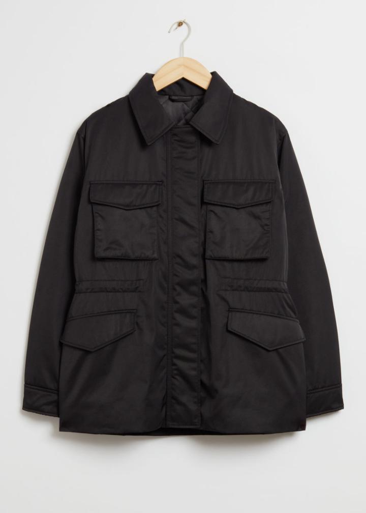 Other Stories Drawstring Collared Jacket - Black