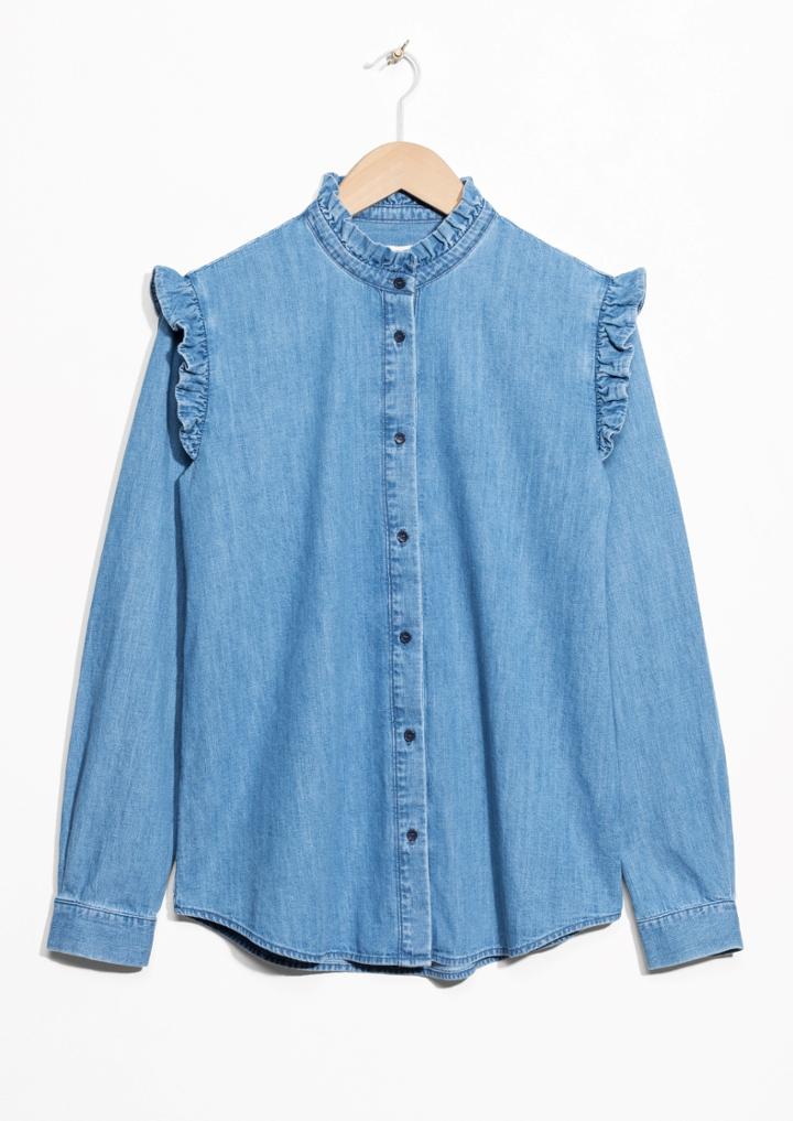 Other Stories Chambray Frill Blouse