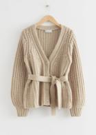 Other Stories Slim-fit Cable Knit Cardigan - Rust