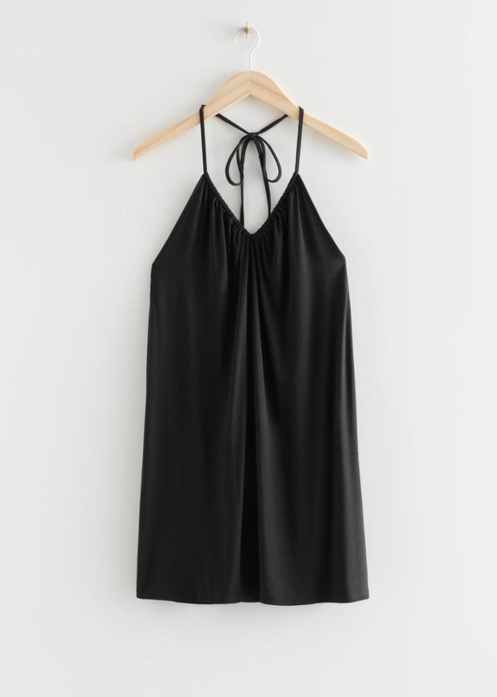 Other Stories Strappy Halter Mini Dress - Black