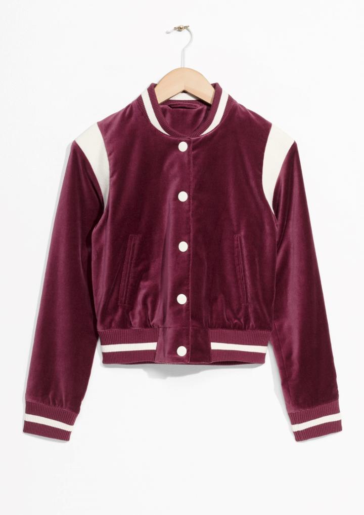 Other Stories Velvet Baseball Jacket