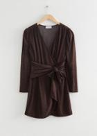 Other Stories Puff Sleeve Mini Dress - Brown