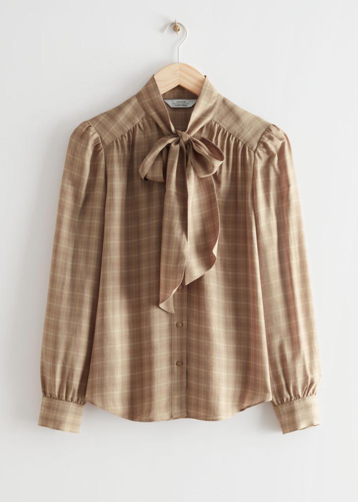 Other Stories Neck Tie Blouse - Beige