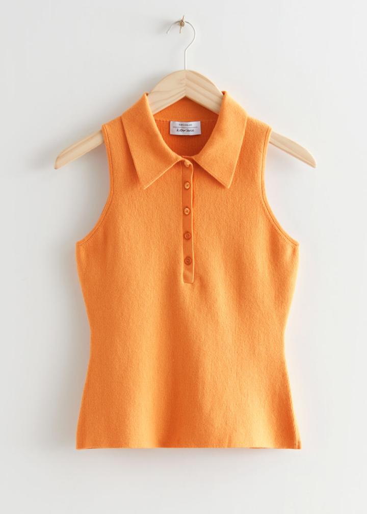 Other Stories Collared Knit Top - Yellow